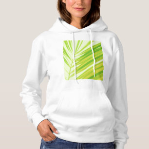Pale Green Pastel Palm Leaves Hoodie