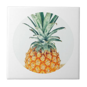 Pale Green Pastel Pineapple Organic Feel Ceramic Tile