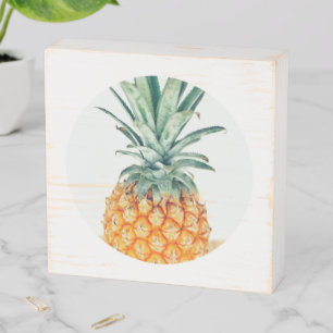 Pale Green Pastel Pineapple Organic Feel Wooden Box Sign