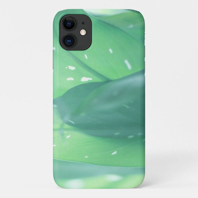 Pale Green Plant Leaves Nature iPhone 11 Case (Back)