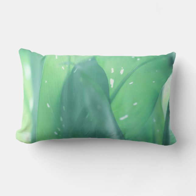 Pale Green Plant Leaves Throw Pillow Cushion (Front)