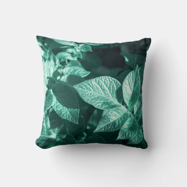 Pale Green Potato Leaves Cushion Throw Pillow (Front)