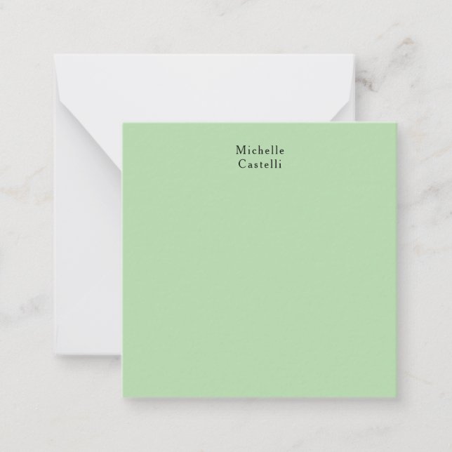 Pale Green Professional Unique Classic Your Name Note Card (Front)