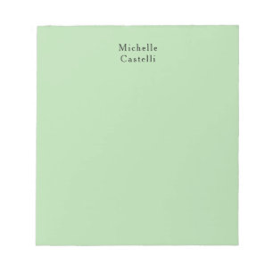 Pale Green Professional Unique Classic Your Name Notepad