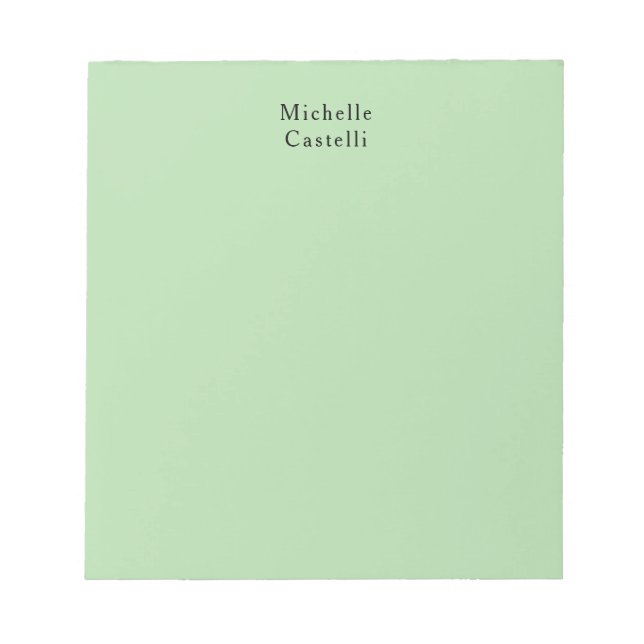 Pale Green Professional Unique Classic Your Name Notepad (Front)
