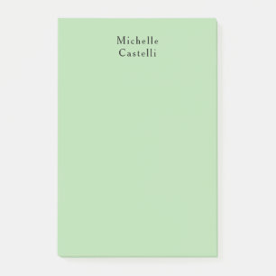 Pale Green Professional Unique Classic Your Name Post-it Notes