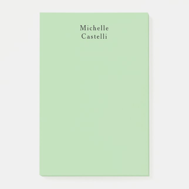 Pale Green Professional Unique Classic Your Name Post-it Notes (Front)