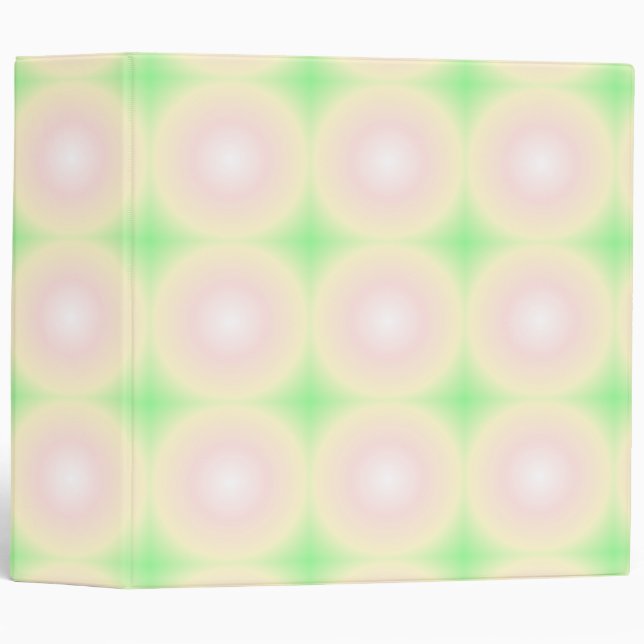 Pale Green Rose White 3D Optical Gradient Pattern 3 Ring Binder (Front/Spine)