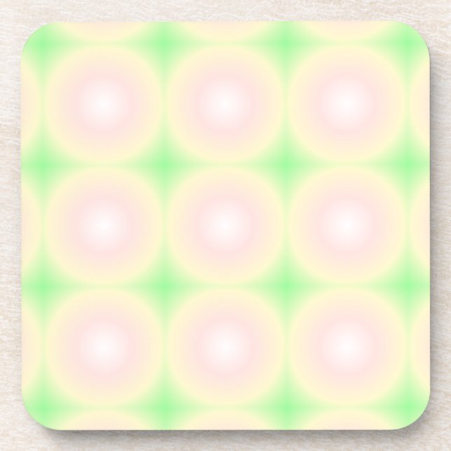 Pale Green Rose White 3D Optical Gradient Pattern Beverage Coaster (Front)