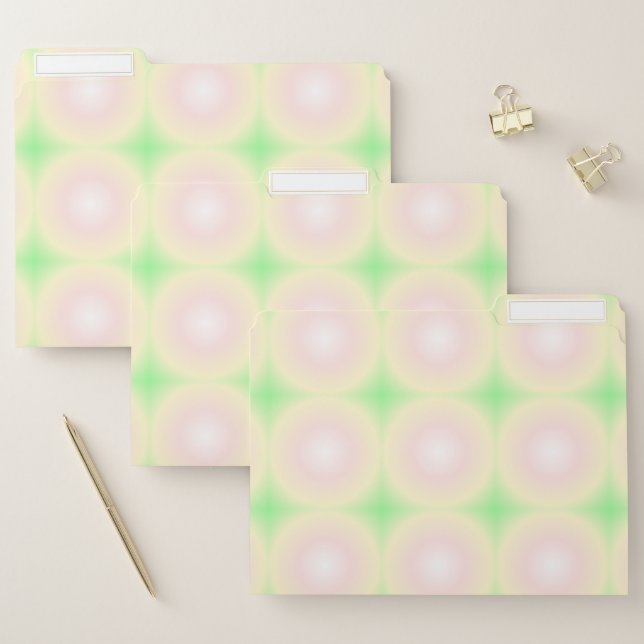 Pale Green Rose White 3D Optical Gradient Pattern File Folder (Set)