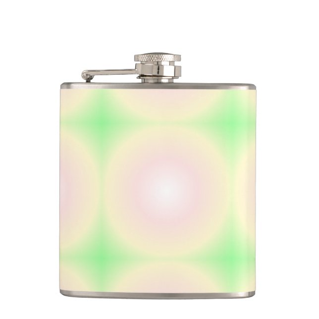 Pale Green Rose White 3D Optical Gradient Pattern Flask (Front)
