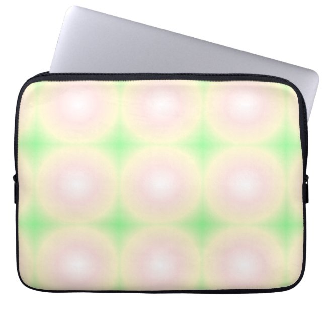 Pale Green Rose White 3D Optical Gradient Pattern Laptop Sleeve (Front)