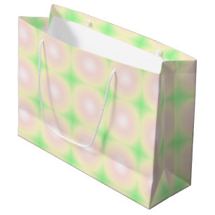 Pale Green Rose White 3D Optical Gradient Pattern Large Gift Bag