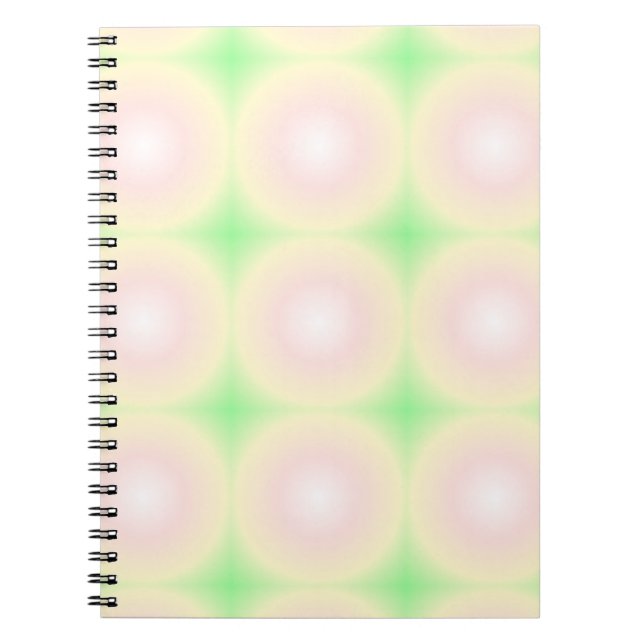 Pale Green Rose White 3D Optical Gradient Pattern Notebook (Front)