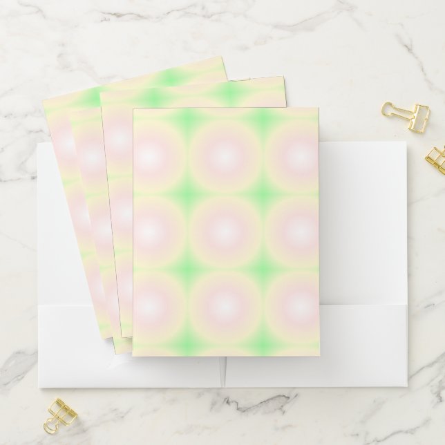 Pale Green Rose White 3D Optical Gradient Pattern Pocket Folder (In Situ)