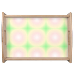 Pale Green Rose White 3D Optical Gradient Pattern Serving Tray