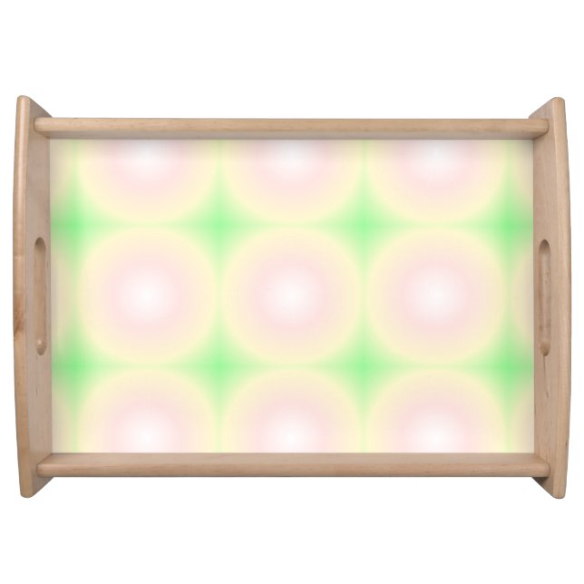 Pale Green Rose White 3D Optical Gradient Pattern Serving Tray (Front)