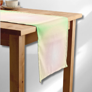 Pale Green Rose White 3D Optical Gradient Pattern Short Table Runner