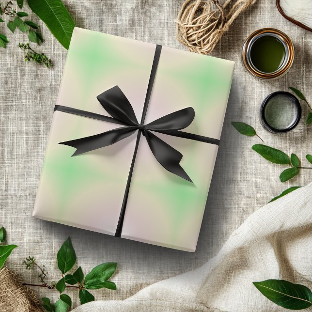Pale Green Rose White 3D Optical Gradient Pattern Wrapping Paper (Creator Uploaded)