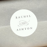 Pale Green Simple Elegant Wedding Classic Round Sticker<br><div class="desc">Elegant and simple wedding sticker with your names. For more advanced customization of this design,  please click the BLUE DESIGN TOOL BUTTON above!  Matching items are also available.</div>