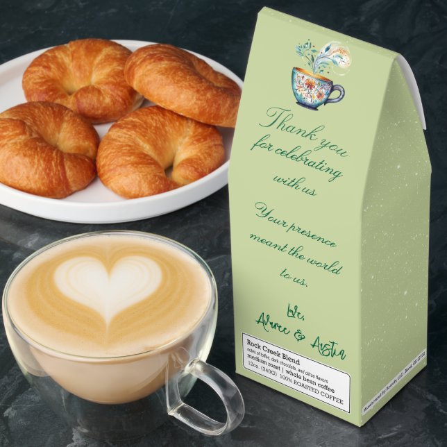 Pale Green Stars Wedding Thank You  Roasted Coffee (Breakfast)