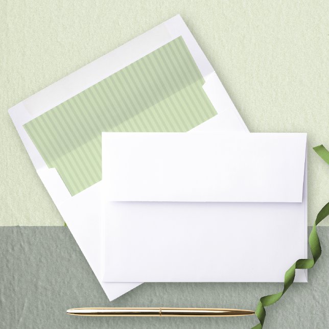 Pale green striped pattern wedding envelope liner (Creator Uploaded)