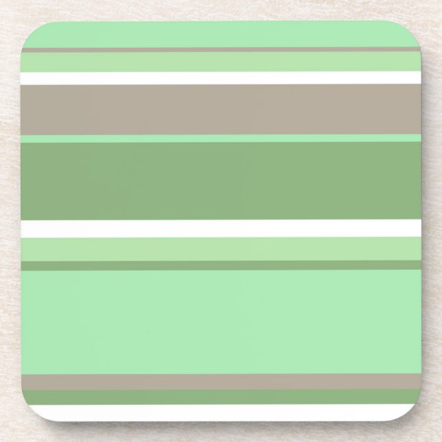 Pale green stripes beverage coaster (Front)
