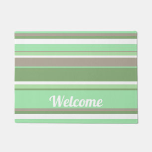 Pale green stripes doormat