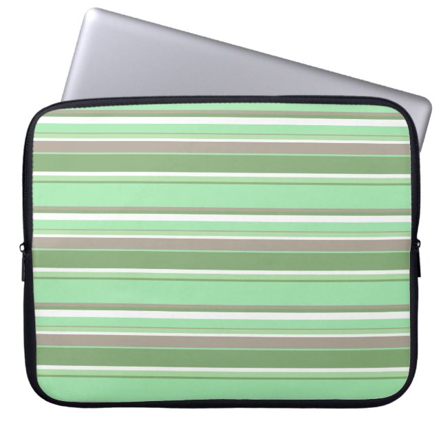 Pale green stripes laptop sleeve (Front)