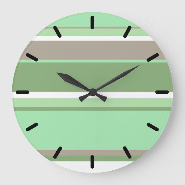 Pale green stripes large clock (Front)