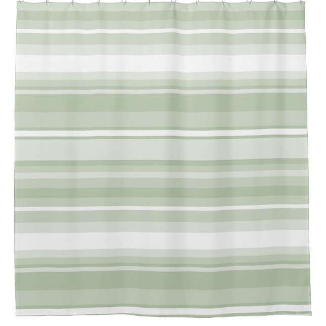 Pale green stripes shower curtain (Front)
