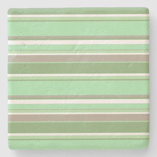 Pale green stripes stone coaster (Front)