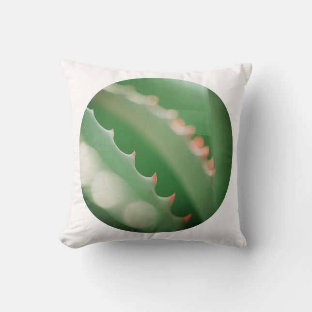 Pale Green Succulent Plant Throw Pillow Cushion (Front)