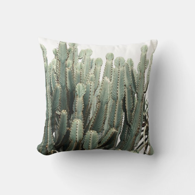 Pale Green Succulent Plants Throw Pillow Cushion (Front)