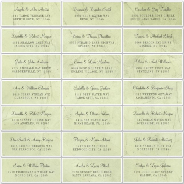 Pale Green Tea Individual Address Labels (Front)