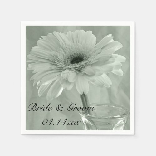 Pale Green Tinted Daisy Wedding Paper Napkins
