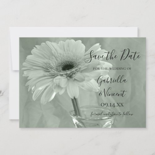 Pale Green Tinted Daisy Wedding Save the Date