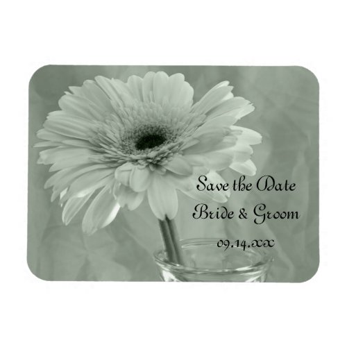 Pale Green Tinted Daisy Wedding Save the Date Magnet