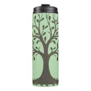 🌳 Pale Green Tree of Life Insulated Bottle