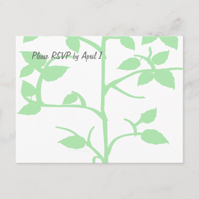 Pale Green Tree RSVP Invitation Postcard (Front)