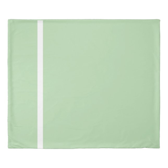 Pale Green  + White Trim King Size  Duvet Cover (Front)