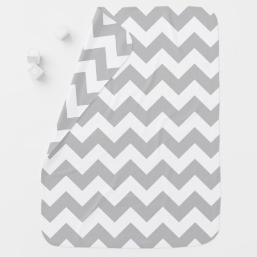 Pale Grey and White Chevron Pattern Baby Blanket