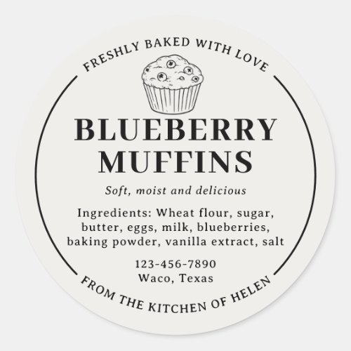 Pale Grey Blueberry Muffins Ingredient Label