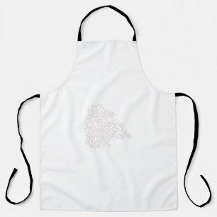 Pale Grey, Milk White, floral design Apron