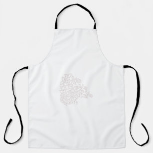 Pale Grey, Milk White, floral design Apron