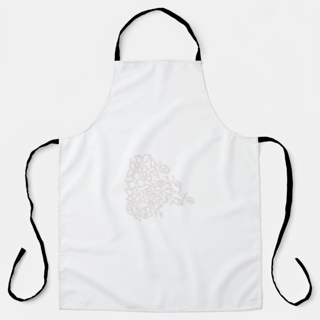 Pale Grey, Milk White, floral design Apron (Front)