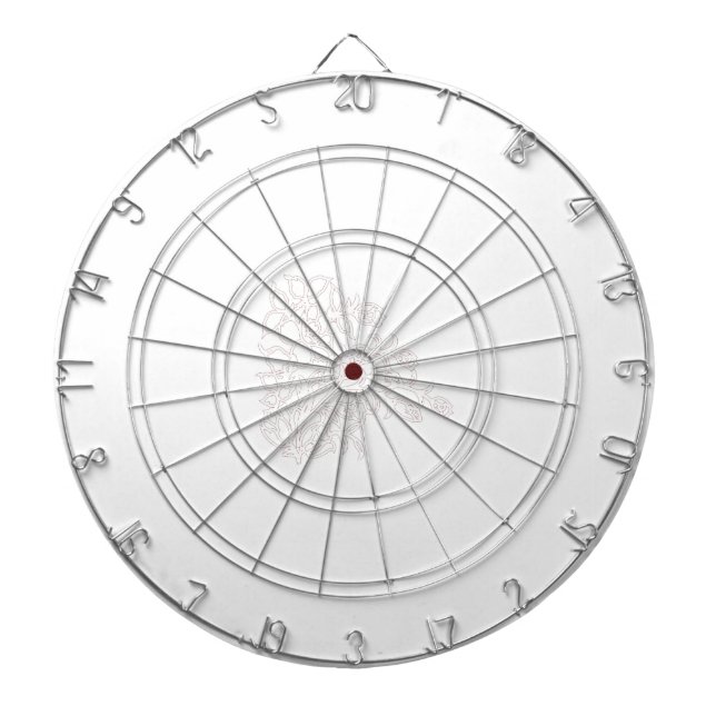 Pale Grey, Milk White, floral design Dart Board (Front)