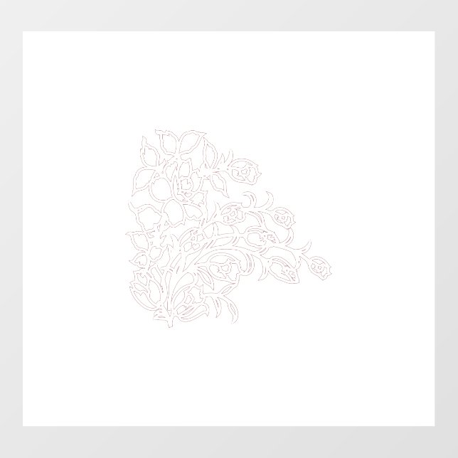 Pale Grey, Milk White, floral design Floor Decals (Front)