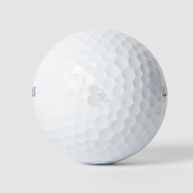 Pale Grey, Milk White, floral design Golf Balls (Front)