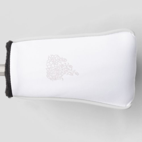 Pale Grey Milk White floral design Golf Head Cover